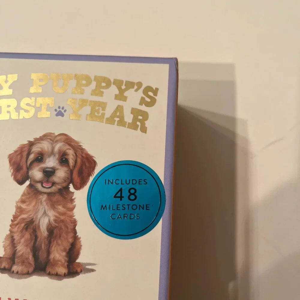 Puppy's First Year Milestone‎ Cards with Wooden Display Holder (new/pets/x)